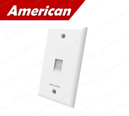 صفحه دیواری کیستون RJ45 1 پورت عمودی با رنگ سفید - صفحه‌نمایش کیستون با درپوش به سبک آمریکایی